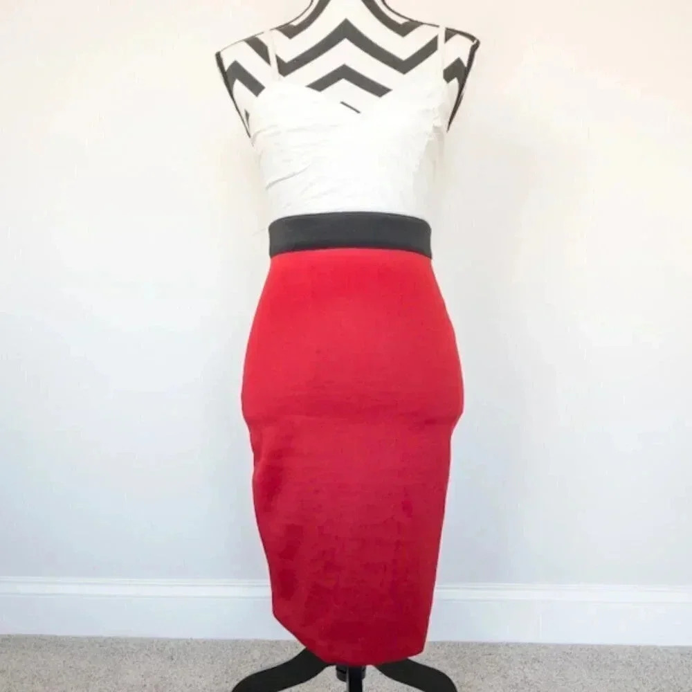 Hommage Red and Black‎ Pencil Dress Sz Small